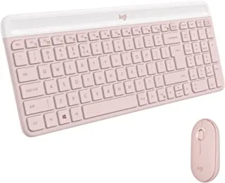 Logitech MK470 Slim Wireless Keyboard and Mouse Combo - Modern Compact Layout, Ultra Quiet, 2.4 GHz USB Receiver, Plug n' Play Connectivity, Compatible with Windows, US INT'L - Rose
