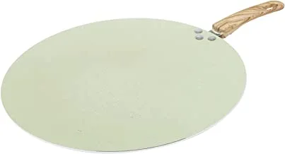 Trust Pro Non Stick Flat Pan Cookware with 2 Layered Aluminium Coating, 34 cm, Green