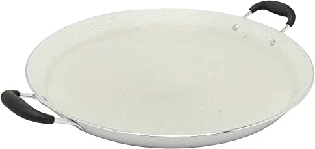 طبق المأكولات البحرية Trust Pro غير اللاصق بطبقتين من الألمنيوم وتصميم الجرانيت ، 45 سم ، أبيض