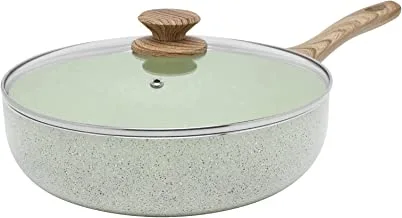 Trust Pro Non Stick Fry Pan with Lid and 2 Layered Aluminium Coating, 28 cm, Green