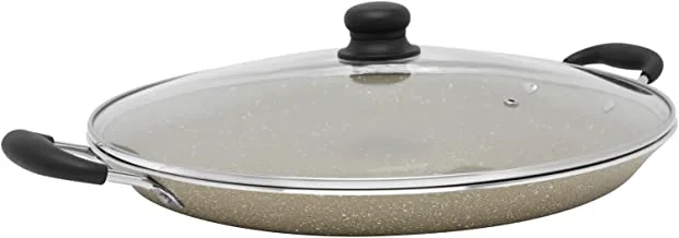 Trust Pro Non Stick Seafood Pan with Glass Lid and 2 Layered Ceramic Coating, 40 cm, Ash