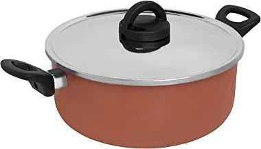 Trust Pro Non Stick Stew Pot with 2 Layered Aluminium Coating, 24 cm, Brown