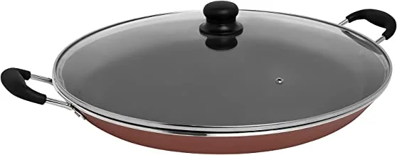 Trust Pro Non Stick Seafood Plate with Lid and 2 Layered Aluminium Coating, 45 cm, Brown