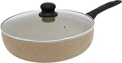 Trust Pro Non Stick Fry Pan With Glass Lid & 2 Layered Ceramic Coating, 30 cm, Ash