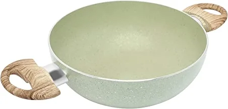Trust Pro Non Stick WOK Pan with 2 Layered Aluminium Coating, 24 cm, Green