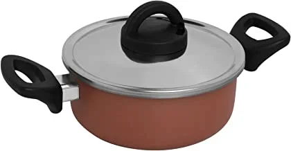Trust Pro Non Stick Stew Pot with 2 Layered Aluminium Coating, 18 cm, Brown