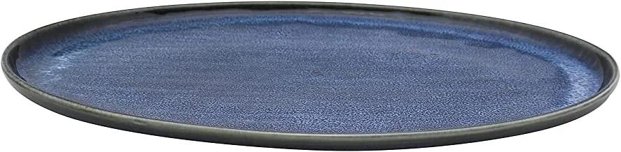 Trust Pro Oven Dish Porcelain Ovel Flat Bowl, 12 Pieces, 20 cm, Blue