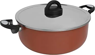 Trust Pro Non Stick Stew Pot with 2 Layered Aluminium Coating, 28 cm, Brown