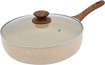 Trust Pro Non Stick Fry Pan with Lid and 2 Layered Aluminium Coating, 30 cm, Cream