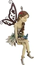 Design Toscano HF326063 Fannie the Garden Fairy Sitting Statue ، 12 بوصة ، بوليريسين ، ألوان كاملة ، مفرد ، 12 بوصة