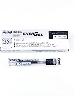 حبر إعادة تعبئة Pentel لقلم جل سائل Energel ، 0.5 مم ، رأس إبرة ، حبر أسود ، صندوق 12 (Lrn5-A-12)
