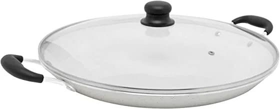 Trust Pro Non Stick Seafood Plate with Lid and 2 Layered Aluminium Coating, 45 cm, White