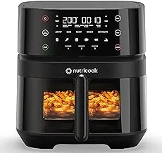 Nutricook Air Fryer 3 Vision with Clear Window and Internal Light by Caliber Brands,  5.7L, Air Fry, Roast, Bake, Dehydrate & Reheat, 6 Presets, AF357V, Black, 1700 Watts, 2 Year Warranty