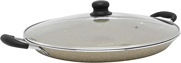Trust Pro Non Stick Seafood Pan with Glass Lid and 2 Layered Ceramic Coating, 45 cm, Ash