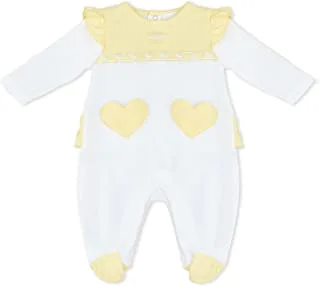 MOON 100% Cotton Sleepsuit 1-3M Yellow&white - Lemon Hearts