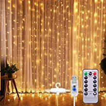 SCIENISH String Curtain Window Light LED USB Fairy Decoration Lights Waterproof with Remote for Holiday Wedding Party Birthday Wall Window Bedroom(300LED,10 * 3m)