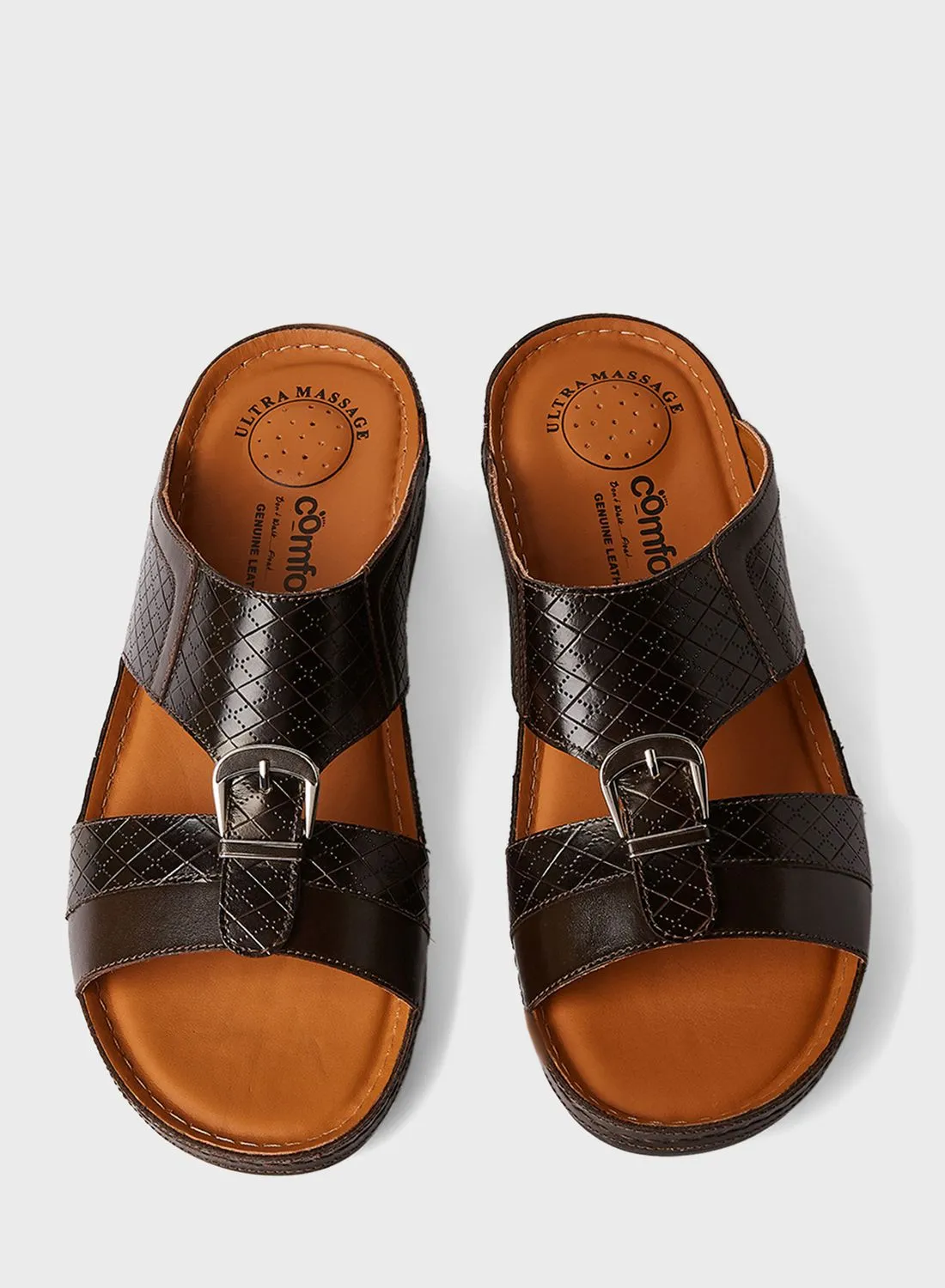 Comfort Plus Diamond Pattern Leather Sandals