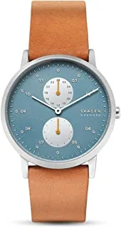 ساعة سكاجين للرجال كوارتز ، شاشة عرض تناظرية وحزام جلدي SKW6526 ، حزام