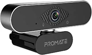 Promate Webcam 1080P with Microphone Premium Auto Focus Full HD Pro USB Webcam with Built-In Noise Reduction Mic Tripod Stand and 120 Degree Wide Angle for Online Classes PC iMac Laptop ProCam-2
