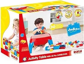 Dolu Activity Table with 30 PCS JumboBlocks - For Ages 1+ Years Old - Multicolored