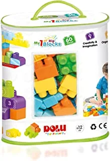Dolu My First Big Blocks Construction Brick Bag 60 PCS - For Ages 1+ Years Old - Multicolored