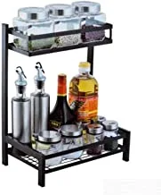 Spice Rack Storage Rack Organizer for Jars, Seasonings, Herbs, Oil and Flavors in Kitchen Space Organizer (Black)