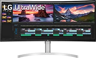 LG 38WN95C-W 38 Inch Curved 21:9 UltraWide QHD+ (3840 x 1600) Monitor with Nano IPS, Thunderbolt 3 Connectivity and 1ms Response Time - 144Hz Refresh Rate, White/Silver