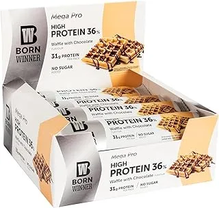 لوح بروتين من بورن وينر ميجا برو - وافل شوكو 12 × 85 جم يحتوي على 31 جم من البروتين ، بدون إضافة سكر بحجم كبير