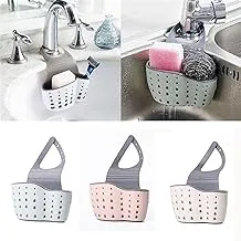 ECVV 2pcs Kitchen Sink Strainers Bag, Silicone Candy Sponge Holder Organizer, Bathroom Hanging Strainer, Storage Holder with Adjustable Straps,(Pink Green)