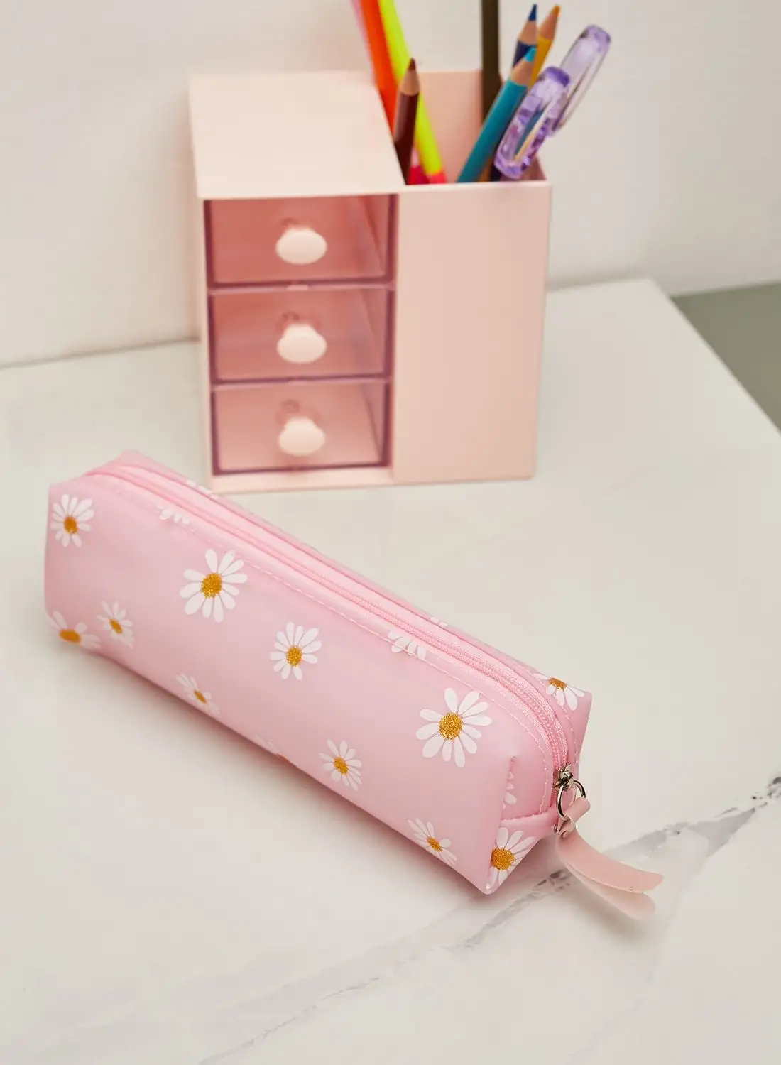 Pink Cactus Pink Daisy Pencil Case