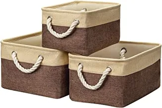 Lawazim Storage Basket Set 3Piece - Brwon|Storage Basket for Shelves for Organizing Closet Shelf Nursery Toy