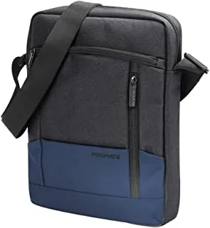 Promate Hand Bag, Premium Lightweight Laptop/Tablet Shoulder Bag with Accessible Front Pocket, Water-Resistance, Compatible with 13-inch Tablets, Laptops, Satchel-HB.Blue