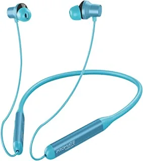 Promate ANC Neckband Earphones, Premium Anti-Slip Silicone BT Earphones with 25db Active Noise Cancellation, IPX4 Water-Resistance and 35H Playtime for Bluetooth-Enabled Devices, Vlecon.Blue