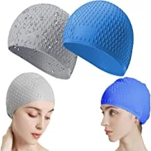 Pack Of 2 Silicone Swim Cap, 3D Ergonomic Beautiful Design for Men, Girls, Ideal for Curly Short Medium Long Hair, Protecting Hair from Chlorine, Bacteria, Sand in the Water, Odorless And Comfortable