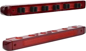 YALLA HomeGym Red Wall Mount 6 Billiard Pool Stick Holder Rack, Wooden Billiard Cue Rack for 6 pool Cues, Billiard Stick Wall Rack with 6 Cue Clips for Billiard/Pool Cue Racks