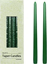Zest Candle 12-Piece Taper Candles, 12-Inch, Hunter Green