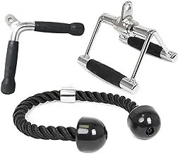 YALLA HomeGym Cable Handles Triceps Pull Down Attachment, LAT Pull Down Close Grip Attachments, V Handle, Tricep Rope, V-Shaped Handle, Cable Machine Accessories, Weight Fitness Cable Handles