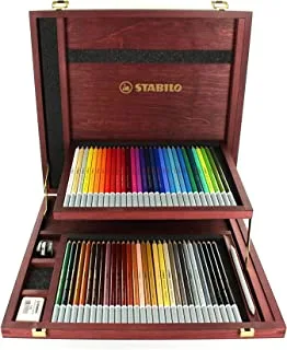 Chalk-Pastel Pencil - STABILO CarbOthello - Wooden Box of 60 - Assorted Colors with Sharpener and Eraser