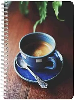 Lowha Cup of Coffee on The Table 60 Sheets Spiral Notebook for School and Business, A5 Size