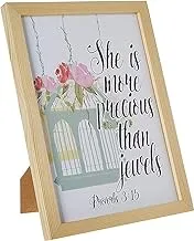 Lowha She Is More Precious Than Jewels Wall Art with Pan Wood Framed, 33 cm Length x 43 cm Width, Wooden