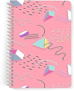 Lowha 3D Shapes Pink 60 Sheets Spiral Notebook for School and Business, A5 Size