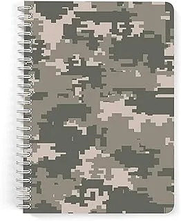 دفتر ملاحظات Lowha Pixel Green Camouflage 60 ورقة لولبية للمدرسة أو الأعمال ، مقاس A5