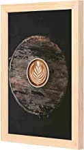 Lowha Coffee Latte Art Wall Art with Pan Wood Framed, 33 cm Length x 43 cm Width, Wooden
