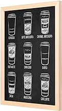 Lowha Coffee Drinks Wall Art with Pan Wood Framed, 33 cm Length x 43 cm Width, Wooden