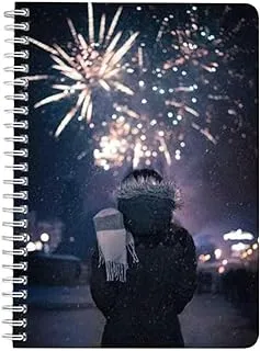 Lowha Evening Fireworks 60 Sheets Spiral Notebook for School and Business, A5 Size