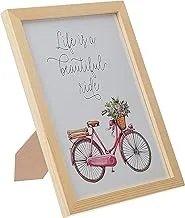 Lowha Life Is A Beautiful Ride Bike Wall Art with Pan Wood Framed, 33 cm Length x 43 cm Width, Wooden
