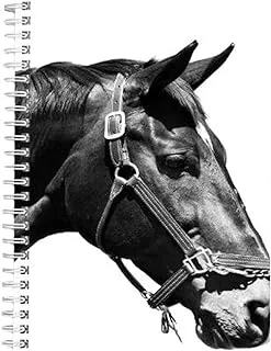 Lowha LWHNBSA5-N918 Horse Head 60 Sheets Spiral Notebook for School and Business, A5 Size, Black/White