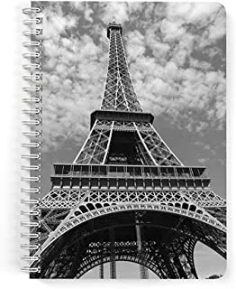Lowha Eiffel Tower Illustration 60 Sheets Spiral Notebook for School and Business, A5 Size