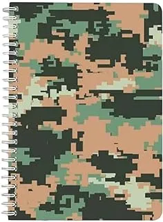 Lowha Camouflage 60 Sheets Spiral Notebook for School and Business, A5 Size, Green