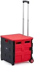 AL Rimaya Foldable Shopping Trolley, 30 Liters Capacity, Red/Black